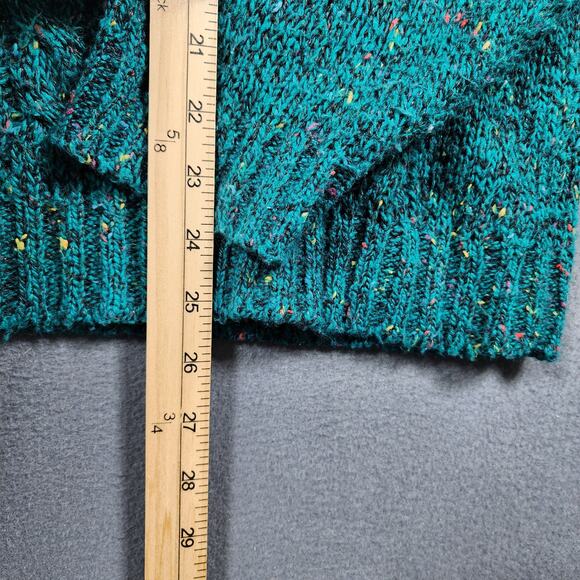 Vtg Womens Sweater XL Confetti Teal Lady Van Heusen Cable Knit Crewneck 70s 80s - Picture 5 of 8